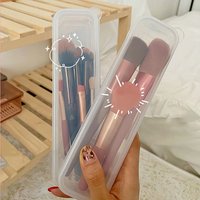 1Pc Portable Transparent Cosmetic Storage Organizer With Cover Makeup Brush Holder Eyebrow Pencil Box For Women