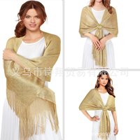 Gold Silver Thread Beach Play Flat Scarf Tassel Dinner Party Dance Wedding Clothing Accessories SJ15