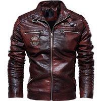 2025 New Leather Jacket Men Winter Warm Fleece Motorcycle Faux Leather Coat Stand Collar Windbreaker Overcoat Slim Fit Sweetwear
