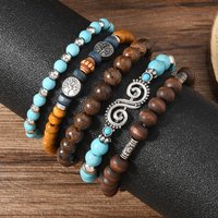 Peace Tree Bead Hand String Wooden Bead Multi layer Combination Retro Men's Bracelet Personalized Fashion Bracelet