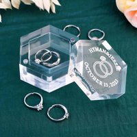 Acrylic Ring Box Hexagon Fully Transparent Ring Box Custom Bridesmaid Wedding Gifts for Personalized Wedding Ring Box