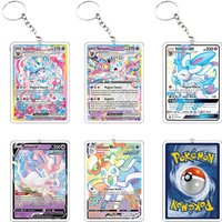Sylveon GX VMAX Ptcg Keyring Acrylic Keychain Pkm Student Game Bag Decor Acg Pendant V Collection Double Sided Festival Gift