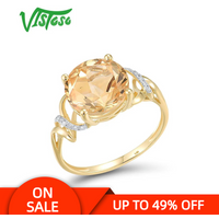 VISTOSO Echter 14K 585 Gelbgold Ring für Frauen Funkelnder Diamant Citrin Attraktive Hochzeit Verlobung Dalicate Feiner Schmuck