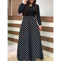plus Size Floral Print round Neck Maxi Dress Full Skirt Casual Comfortable Women's Dress