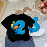 Pocoyos Birthday Series TShirt Cartoon Merch Short Sleeve Tees Cute Summer Clothes O-neck Casual Tops Gift