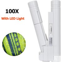 Handheld 100X Mini Pocket Microscope LED Lamp Light Jewelry Loupe Magnifier with Leather Case for Jewelry Electronics Industry