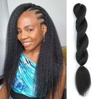 Crochet Vixen Braids Style Bundles 26inch Kinky straight Crochet Natural Black Synthetic Fibers for black women Hair Extension