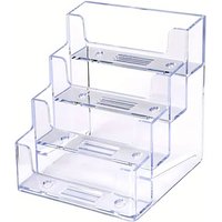 Desktop business card display stand, 4-compartment transparent acrylic business card holder - holds 240 cards.