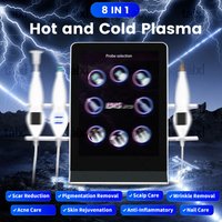 Cold Hot Plasma Ozone 8 in 1 Diamond Stamp Facial Beauty Device Skin Rejuvenation Anti-wrinkle Aging Care Machine