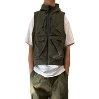 Japanese new outdoor mountain functional charging vest waterproof fishing multiple pocket short vest men's half body ins trend