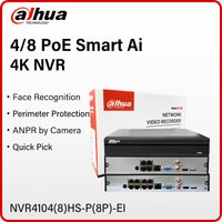 Dahua WizSense 4/8CH NVR 4PoE NVR4104HS-P-EI 8PoE NVR4108HS-8P-EI Supports Face Recognition Perimeter Protection AI Search ANPR