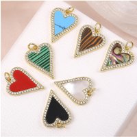 Juya New Design 18K Real Gold Plated Handicraft Imitation Shells Cubic Zirconia Love Heart Star Moon Charms For Jewelry Making