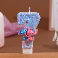 Cartoon Alien Themed Number 7 Birthday Candle Glitter Cake Decoration