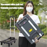 Foldable Lightweight Utility Wagon Cart With Wheels Portable Hand Trolley Garden Shopping Home Groceries Goods Transportation
