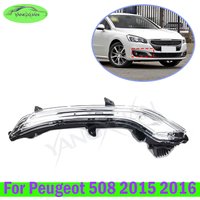 Przednie światła LED do jazdy dziennej, lampy przeciwmgielne do Peugeot 508 2015 2016 9809087680 9809087780, światła kierunkowskazów DRL