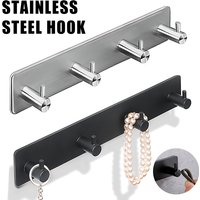 Stainless Steel Self Adhesive Hooks Heavy Duty Wall Mount Hanger for Kitchen Towel Organizer Home Hooks Bathroom Accessories
