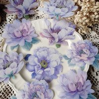 10 Sheets Crystal Ink Flower PET Material Sticker Pack Journaling supplies Scrapbooking Stickers Collage Decorative Stationery
