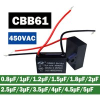 CBB61 Fan Capacitor 450vac Starting Capacitor 0.8uF 1uF 1.2uF 1.5uF 1.8uF 2uF 2.5uF 3uF 3.5uF 4uF 4.5uF 5uF