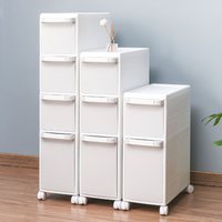 Narrow Gap Storage Cabinet for Bathroom, Drawer Organizer for Toiletries, Plastic Slim Shelf for Bathrooms, Compact Organizing