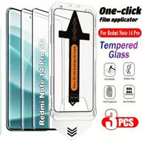 3Pcs Full Cover Tempered Glass For Redmi Note 14 13 Pro Plus Note 12 11 Pro 5G 11S 14S One Click Easy Install Screen Protector