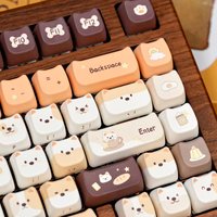 Puppy Dog Ears Shape Cute Keycaps Side-Legend MAO Profile 5-Side Dye-Sub PBT with Numpad for 60% 75% 100% MX Mechanical Keyboard