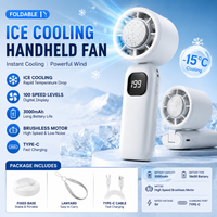 Handheld Portable Fan 3000mAh High-Speed Foldable USB-C Chargeable Summer Cooling Fan with LED Screen for Outdoor Travel Camping