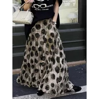 2026 Early Spring New A-line Skirt For Women Vintage Red Wave Point Print Skirts Y2k Hight Waist Mid-length Faldas Mujer