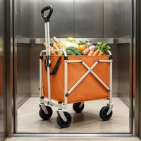 Foldable Outdoor Wagon Cart, Portable Heavy Duty Camping Trolley for Beach & Garden, Large Capacity Grocery Shopping Hand Truck