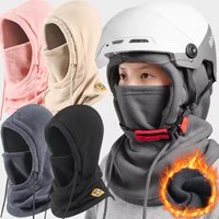 Winter Warm Neck Cover Integrated Knitted Face Mask for Unisex Drawstring Windproof Hat Outdoor Ski and Motorcycle Riding Hat