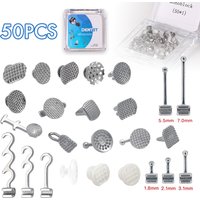 50 pièces Boutons linguaux orthodontiques dentaires, bras multi-crochets soudables et à sertir pour brackets dentaires, Matériel de laboratoire