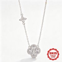 925 Sterling Silver Lucky Four-leaf Clover Pendant Necklace for Women Delicate Choker Chain Wedding Party Engagement Jewelry