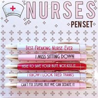2025 New 5Pc Funny Nurse Pens Set Inspirational Ballpoint Pen,Novelty Pen Set Novelty Pen Stationery Supplies for Student Doctor