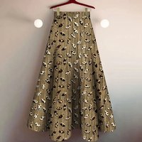 Elastic Waist Mid-Long Skirt Women's 2025 New Printing Big Swing Skirt Hanging Over The Knee High Waist Printing Skirts Female