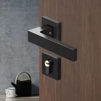 Modern Bedroom Black Silent Door Lock Space Aluminum Solid Wood Door Lock Split Lock