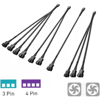 PWM Temperature Controlled Cooling Fan Expansion Cable 1 To 4 Way Computer Cable 4Pin PWM Fan Splitter Cable PC Fan Splitter