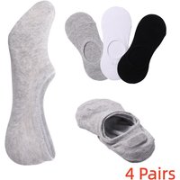 4 Pairs/Lot Men's Summer Bamboo Breathable Boat Socks Comfortable Anti-Slip Invisible Socks Casual Versatile Low-Cut Socks