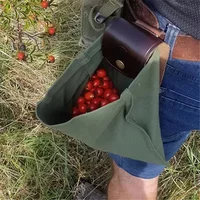1pc Foraging Bag Fruit Picking Collapsible Berry Leather Portable Rugged Outdoor Canvas Waist Pack Fieldwork Outdoor Tools