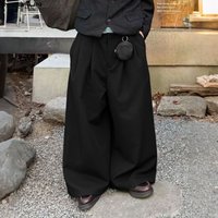 INCERUN Men Pants Solid Color Button Joggers Pleated Casual Wide Leg Trousers Men Streetwear Loose 2025 Fashion Male Long Pants
