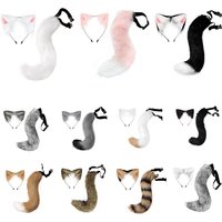 New Halloween Party Adjustable Simulation Fox Tail Plush Fox Ears Hair Band Cosplay Anime Exhibition Dress Up Accessories
