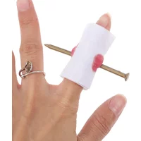 2Pcs Halloween Trick Scary Fake Nail Through Finger Prank Prop Magic Toy Funny Bloody Nail Bandage Novelty Gags & Practical Joke