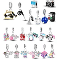 Funny Playable Smart Watch Tarot Bike Travel Dangle Original 925 Silver Plated Charms Beads Fit Bangle Bracelet DIY Jewelry