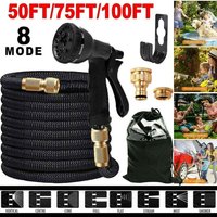25-100FT Heavy Duty 8 Modes Expandable Garden Magic Hose Pipe Spray Gun Flexible Expanding Stretch Pipe