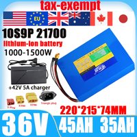 New 36V 45Ah 35Ah 25Ah 15Ah 21700 lithium battery pack built-in BMS 1000W 2500W high-power electric tool with +42V 5A charger