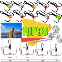 5PCS/10PCS Fishing Hook Winter Ice Fishing Hook Treble Hook High Carbon Steel Tackle Tool Carbon Steel Sinking Bait Winter Lures