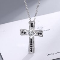 New 925 Sterling Silver Necklace Cross Pendant Shining Zircon Chain Fine Jewelry for Woman Wedding Sparkling Classic party gift