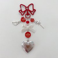 coquette inspired locket bow keychain y2k