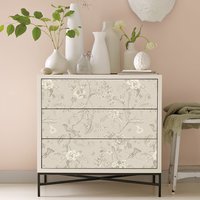 Retro Light Yellow Floral Wallpaper Elegant Self Adhesive Waterproof Cabinet Sticker Removable PVC Waterproof Home Decor