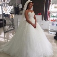 ZJ9212 Customized Sweetheart Lace Wedding Dresses Princess Sleeveless Appliques Elegant Long Brdie Dress Prom Bridal Gowns 2024