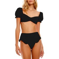 Sexy Women Bikini 2025 Push-Up Solid Bikini Set Swimsuit For Women Black Beachwear Ladies Bandage Retro High Waist Swimwear