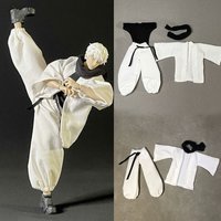 Zestaw ubrań Gojo Satoru z Jujutsu Kaisen w skali 1/12: biały płaszcz, spodnie z latarnią i szalik, pasujący do 6-calowej figurki akcji.